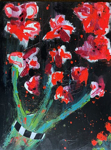 red flower love by Karen und Simone Lehmann, Painting for Sale on Singulart