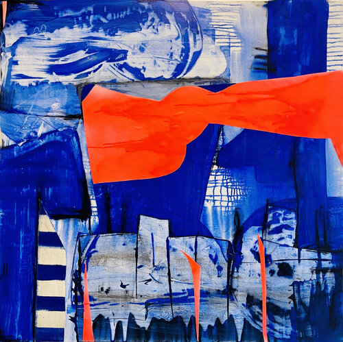 Red Cloud in blue Landscapes van Karen und Simone Lehmann, Schilderij te koop op Singulart
