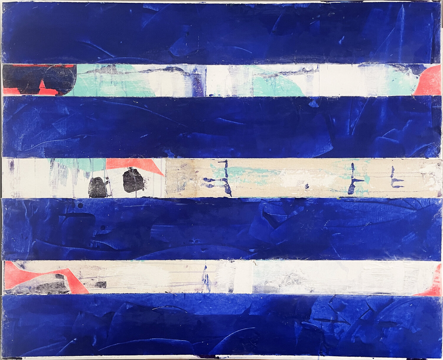 Ultramarine Stripes makes you happy Karen und Simone Lehmann Originalgemälde zu verkaufen