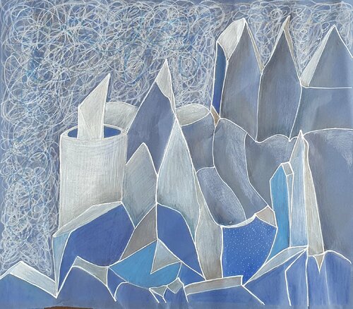Blaue Stadt von Ulrike Schmitt, Zeichnungen kaufen auf Singulart