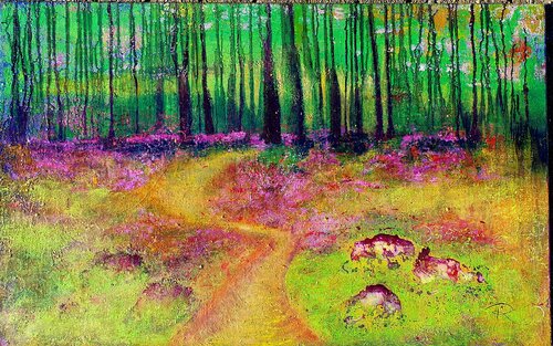 Verträumter Frühlingswald van Ulrike Schmitt, Schilderij te koop op Singulart
