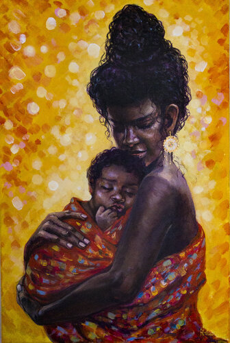"Motherhood. Tenderness and love" by Halyna Mur, Painting for Sale on Singulart