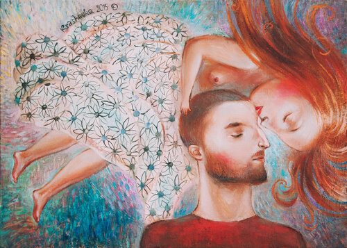 I fly with you par Lena Krashevka, Peinture en vente sur Singulart