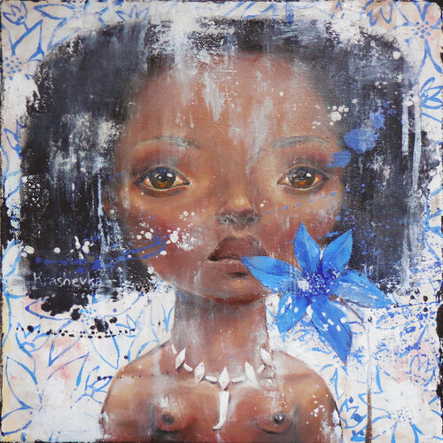 Blue flower von Lena Krashevka, Malerei kaufen auf Singulart