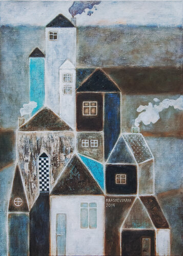 Sleeping city par Lena Krashevka, Peinture en vente sur Singulart