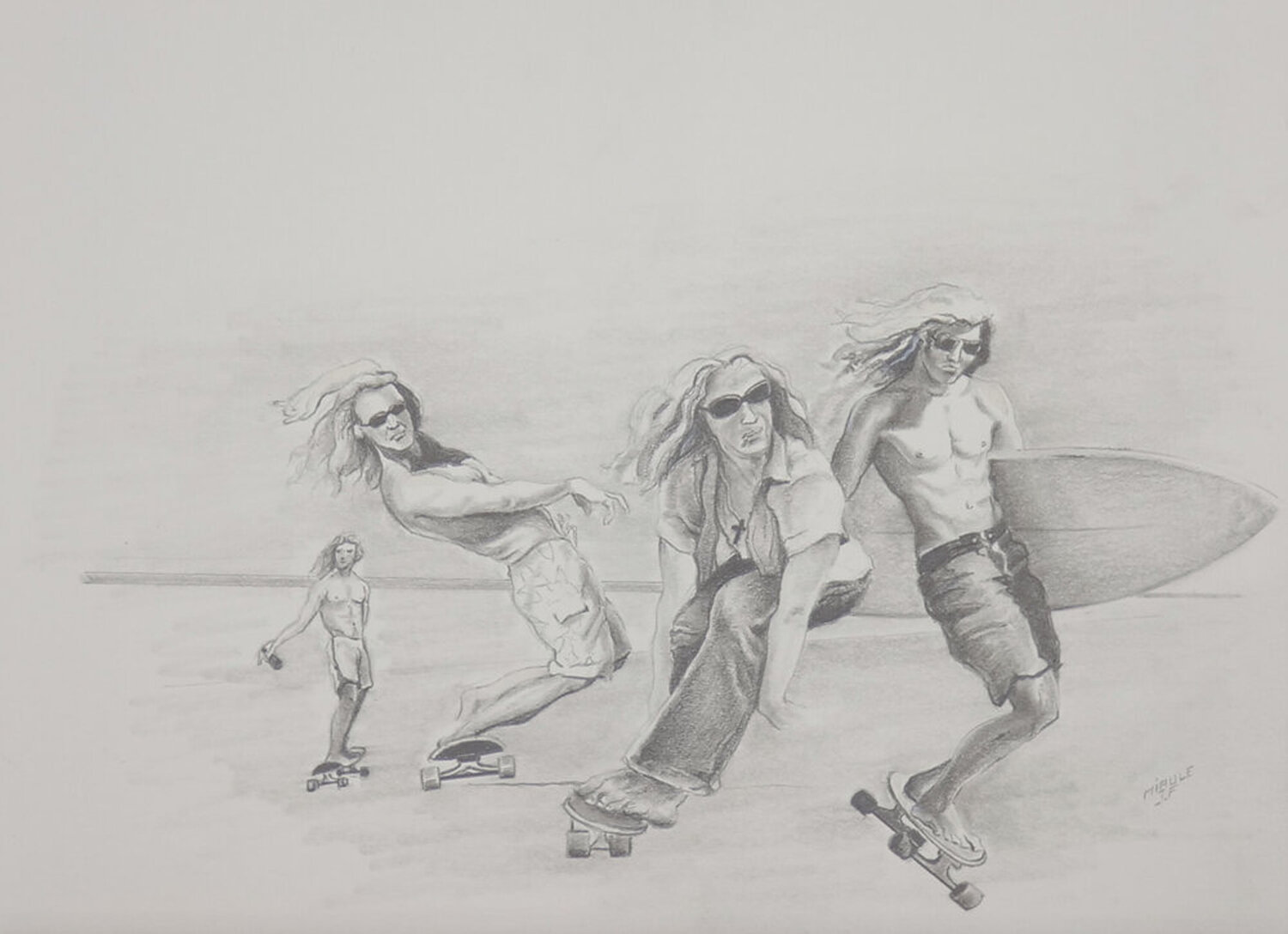 Limited Print Edition "Venice Beach" Jean-Francois Miaule Zeichnungen zu verkaufen