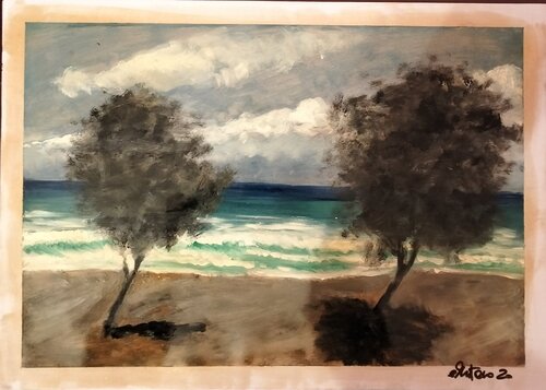 Alberi sulla spiaggia di Enzo Martano, Pittura in vendita su Singulart