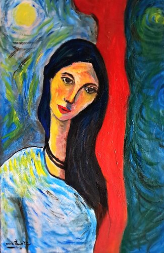 Anima sotto un cielo inquieto – Espressionismo contemporaneo van Enzo Martano, Schilderij te koop op Singulart