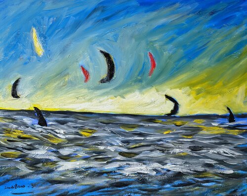 Danza sul mare van Enzo Martano, Schilderij te koop op Singulart