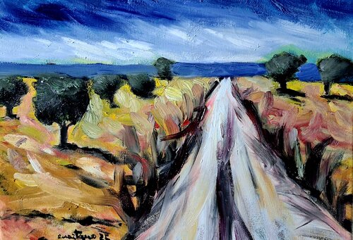 L’ultimo orizzonte – Paesaggio espressionista di Enzo Martano, Pittura in vendita su Singulart