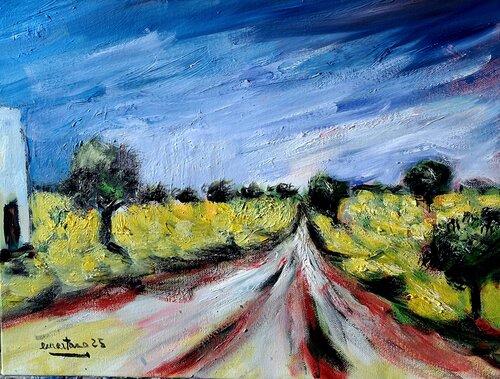 Il mezzogiorno dell’anima – Paesaggio espressionista di Enzo Martano, Pittura in vendita su Singulart