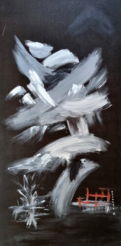 Noir nocturne / Moire évanescente / Blanche envolée van Kaithya Huc, Schilderij te koop op Singulart