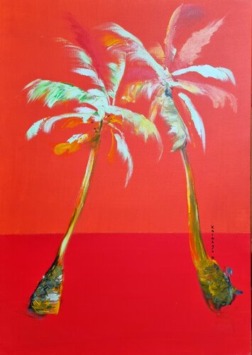 Caresse des palmiers / Bercés / Par l'harmattan van Kaithya Huc, Schilderij te koop op Singulart