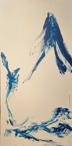 Belle et habillée de bleu / veille lumineuse  / Sur les abeilles qui dorment di Kaithya Huc, Pittura in vendita su Singulart