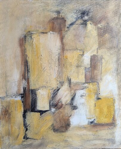 Les ocres mêlés des villes / De leurs traditions  / Se parent majestueusement par Kaithya Huc, Peinture en vente sur Singulart