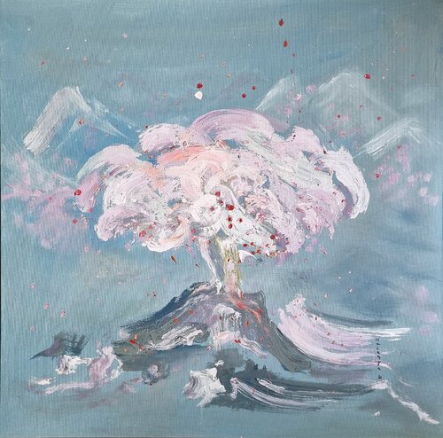 Pétales aux multiples nuances / S'élèvent et dansent / Sous les caresses du vent / Sakura du Japon de Kaithya Huc, Pintura a la venta en Singulart