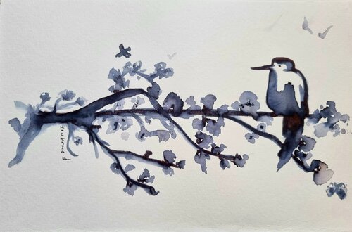 Lueur des pétales / Sous le vent doux et chaud / Songe de l'oiseau van Kaithya Huc, Werk op papier te koop op Singulart