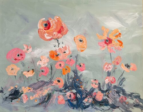 Toutes prêtes pour la fête / Fleurs chatoyantes / Nous régalent de leurs charmes von Kaithya Huc, Malerei kaufen auf Singulart