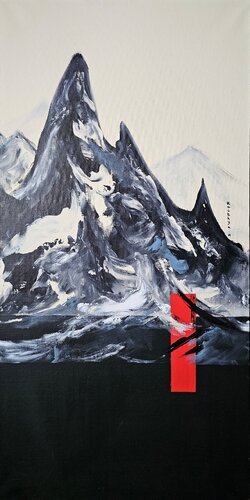 Tu piques et glisses / Des sommets vers les courants / En cadence auprès du vent von Kaithya Huc, Malerei kaufen auf Singulart