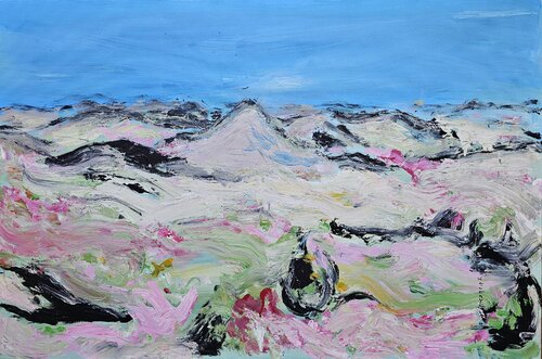 Parcourant les collines/Soufflées par le vent/Les pétales rondes et roses von Kaithya Huc, Malerei kaufen auf Singulart