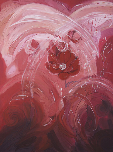 Red abstract flower di Svetlana Saratova, Pittura in vendita su Singulart