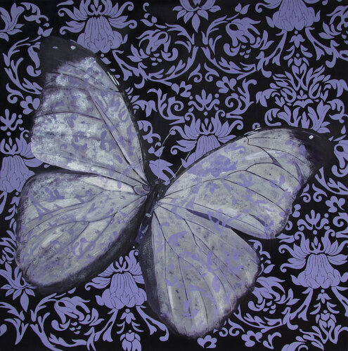 Silver butterfly on the wall von Svetlana Saratova, Malerei kaufen auf Singulart