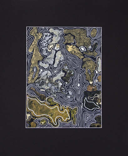 Collage. Metamorphoses 2. Black-white-gold. van Svetlana Saratova, Werk op papier te koop op Singulart