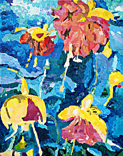 Fuchsia flowers di Svetlana Saratova, Pittura in vendita su Singulart