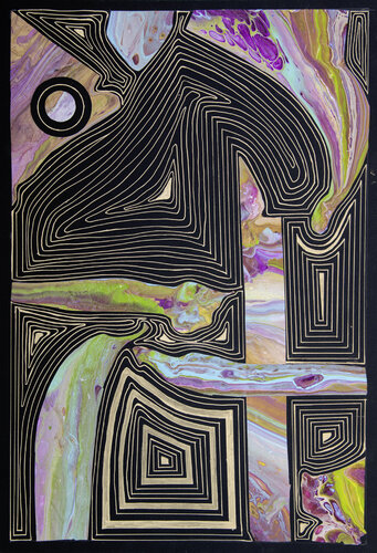 Metamorphosis, golden lines. Collage. 1 by Svetlana Saratova, Work on Paper for Sale on Singulart