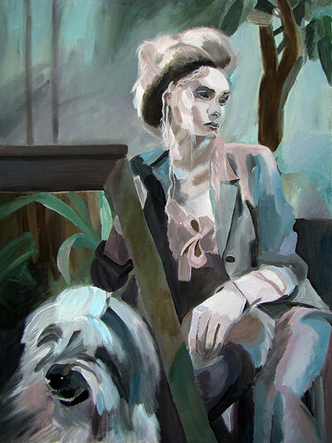 The lady with the dog von Svetlana Saratova, Malerei kaufen auf Singulart