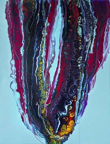 Colored loop on turquoise background di Svetlana Saratova, Pittura in vendita su Singulart