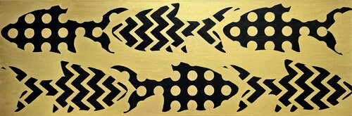 Black fish on a gold background. von Svetlana Saratova, Malerei kaufen auf Singulart