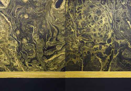Black and gold abstract. Diptih. von Svetlana Saratova, Malerei kaufen auf Singulart