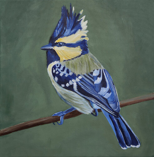 Bird on green background von Svetlana Saratova, Malerei kaufen auf Singulart