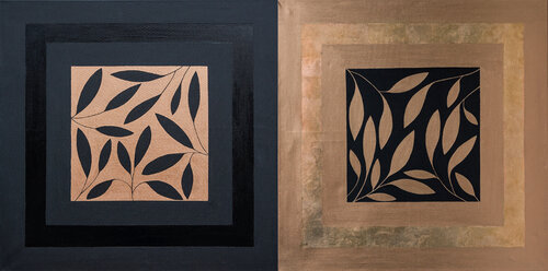 Black gold leaves. Diptych Svetlana Saratova