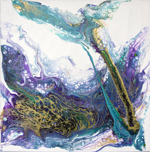 Lilac turquoise with gold abstraction van Svetlana Saratova, Schilderij te koop op Singulart