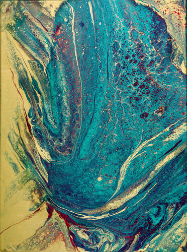 Turquoise gold abstraction. Fluid art. par Svetlana Saratova, Peinture en vente sur Singulart