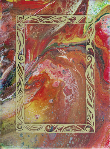 Red abstraction, golden frame von Svetlana Saratova, Malerei kaufen auf Singulart