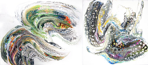 Flying moths. Abstraction. Diptich. par Svetlana Saratova, Peinture en vente sur Singulart