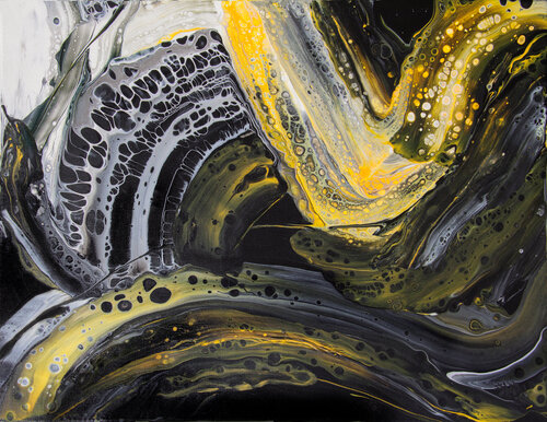 Yellow and black 1. Abstraction. par Svetlana Saratova, Peinture en vente sur Singulart