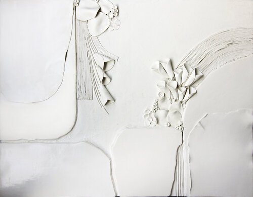 Callas on white. Abstraction. Mixed technique. Svetlana Saratova