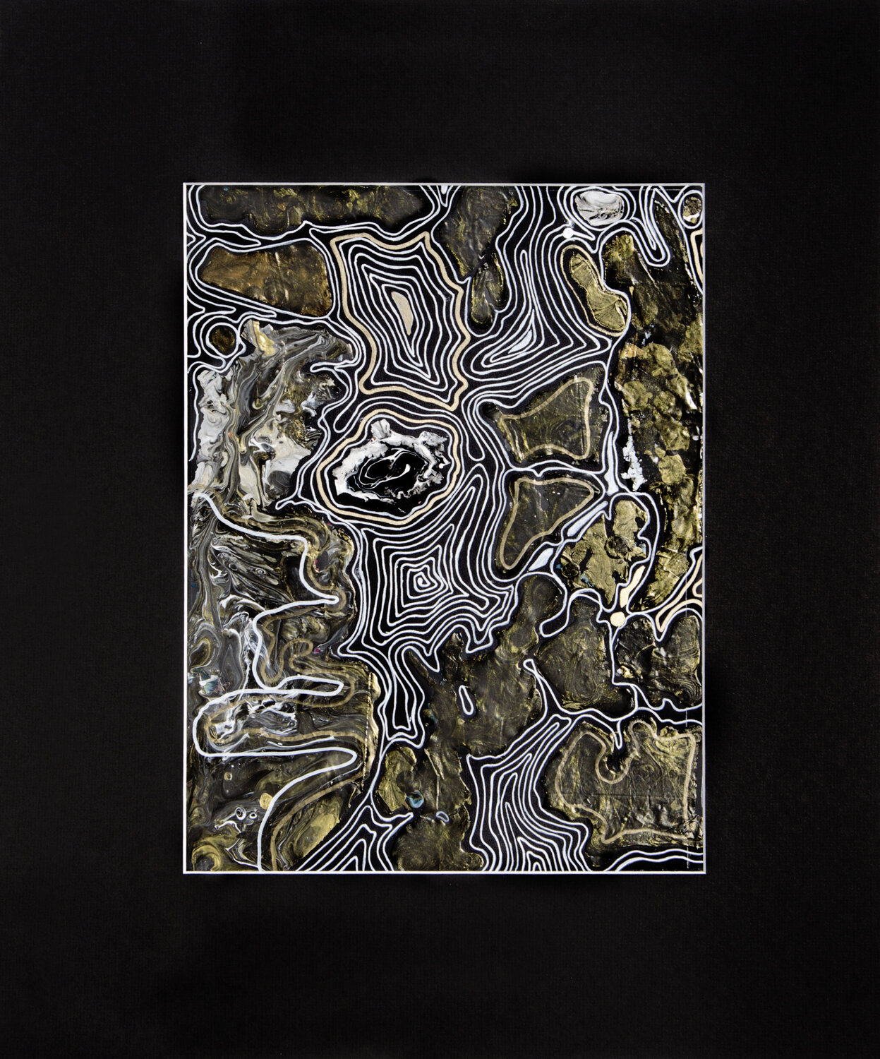 Collage. Metamorphoses 1. Black-white-gold. Svetlana Saratova Werk auf Papier zu verkaufen