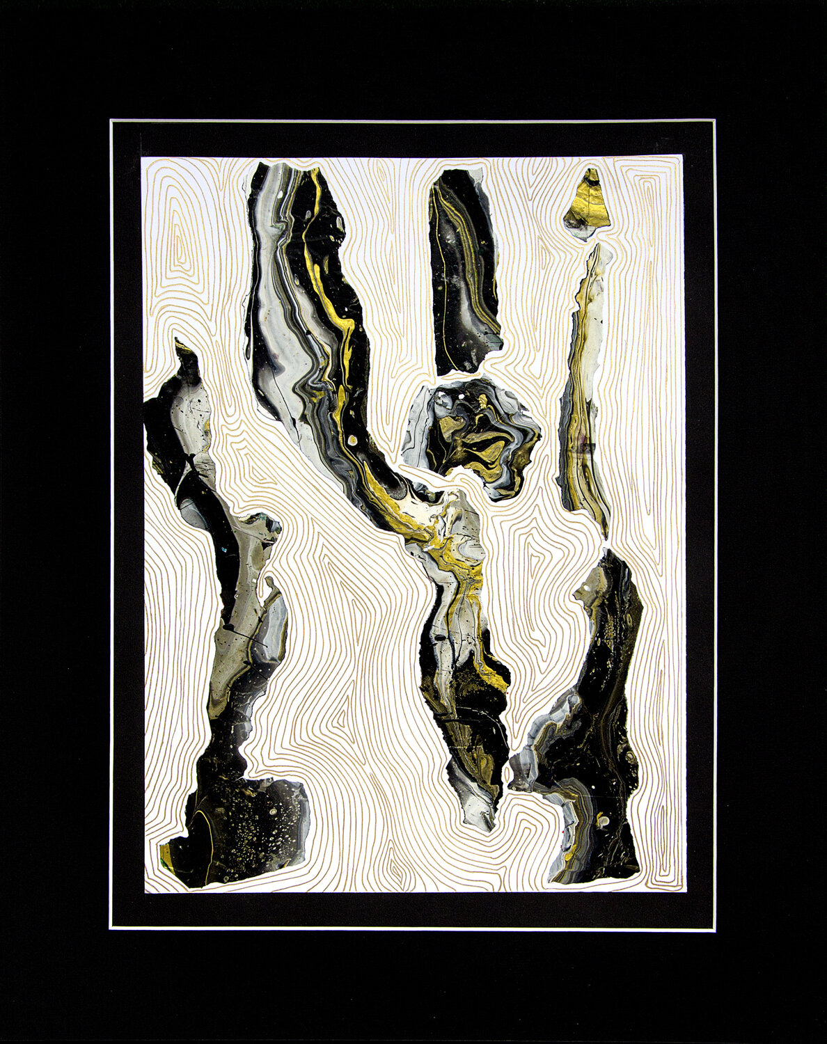 Metamorphosis, black-white-gold. Svetlana Saratova Werk auf Papier zu verkaufen