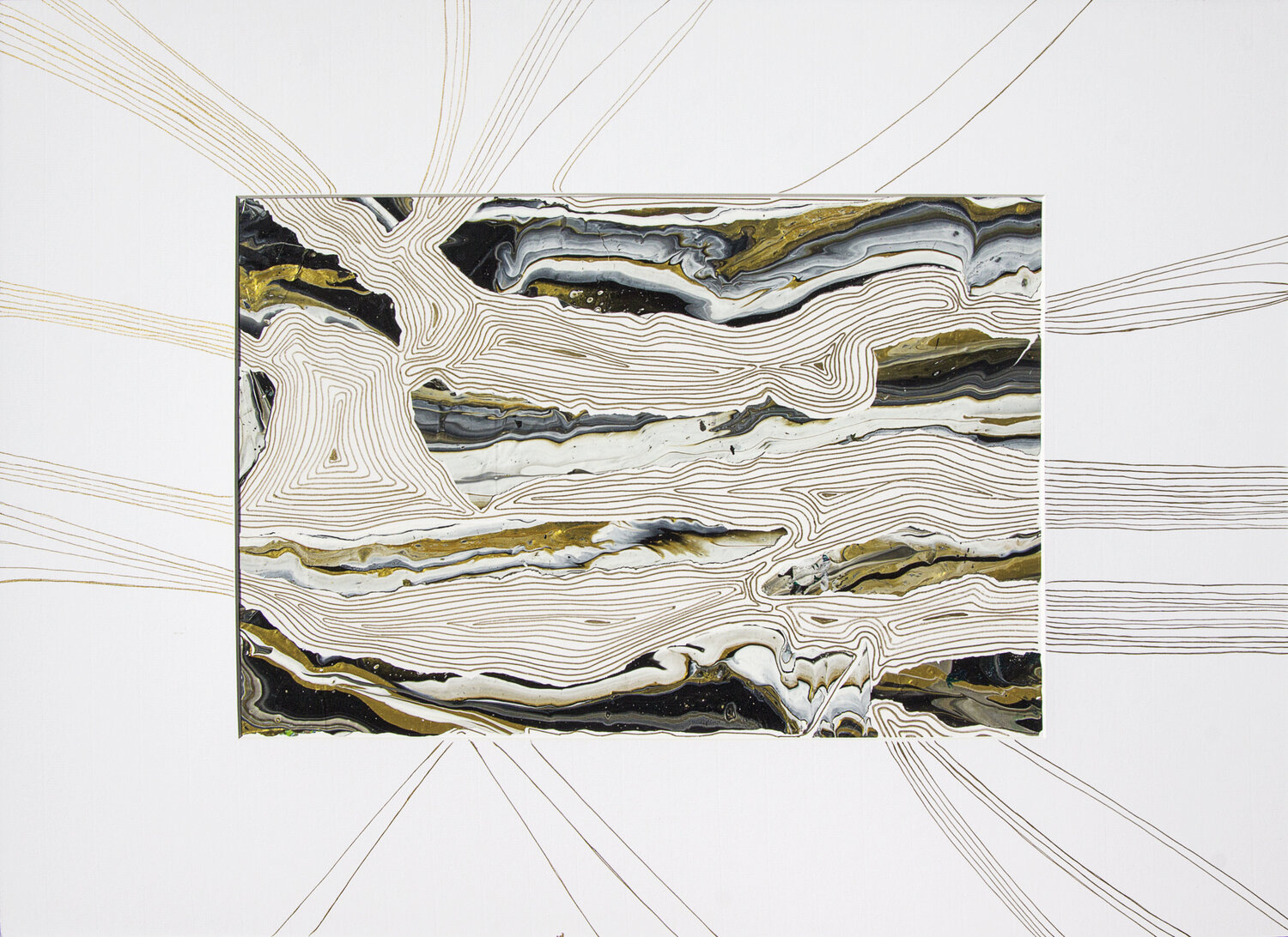 Gold lines, abstraction. Collage Svetlana Saratova Werk auf Papier zu verkaufen