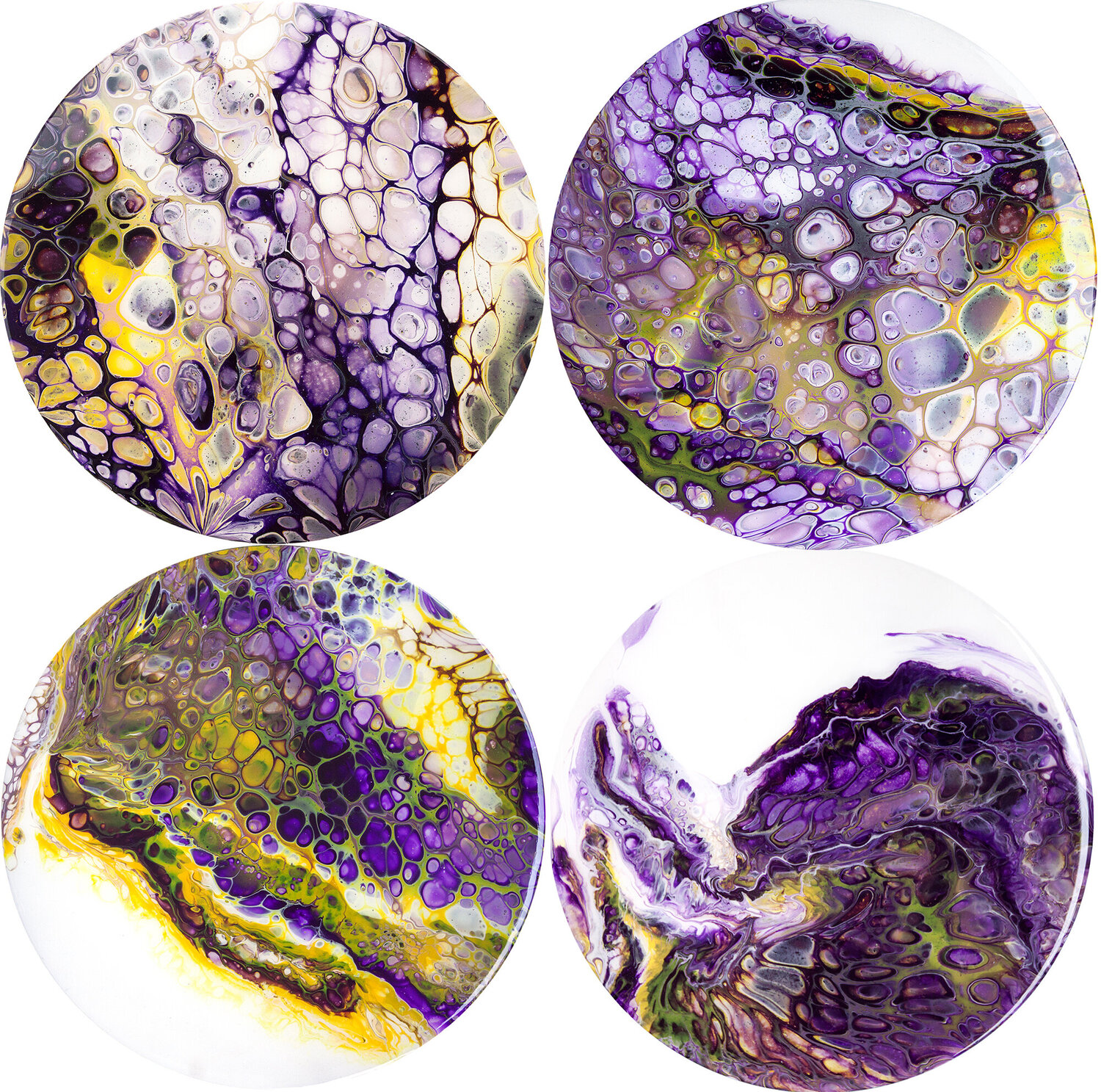Lilac-yellow circles. Quadriptych Svetlana Saratova