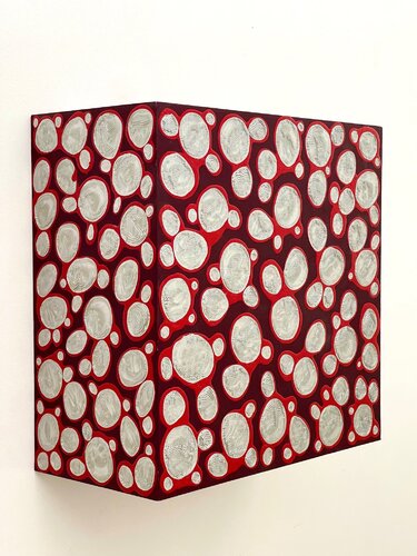 YING YANG Maroon, Red & Silver di Pablo Contrisciani, Pittura in vendita su Singulart