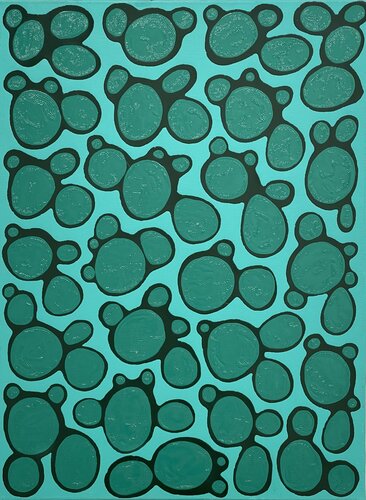 YING YANG Aqua, Dark Green & Medium Green de Pablo Contrisciani, Pintura a la venta en Singulart