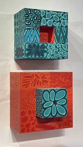 Ying - Yang - Vermilion -  Blue Green de Pablo Contrisciani, Pintura a la venta en Singulart