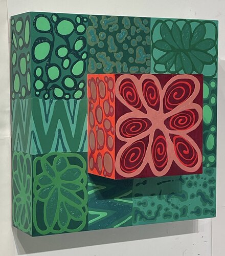 Individual - Ying -Yang - Emerald Green - Fluorescent  Red von Pablo Contrisciani, Malerei kaufen auf Singulart