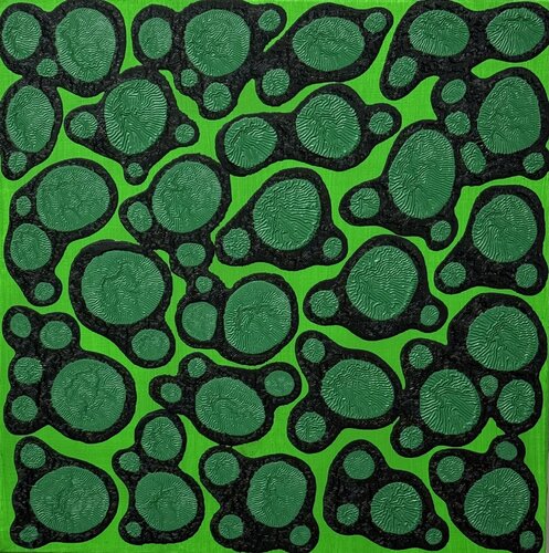 Ying - Yang - Light green - Dark Green - Medium Green van Pablo Contrisciani, Schilderij te koop op Singulart